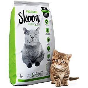 (1 Bag) Skoon All-Natural Fine Grain Cat Litter, Unscented & Safe for Kittens. Light-Weight, Non-clumping, Low Maintenance. Absorbs & Seals Liquids for Best Odor Control. Self-Cleaning Box Compatible.