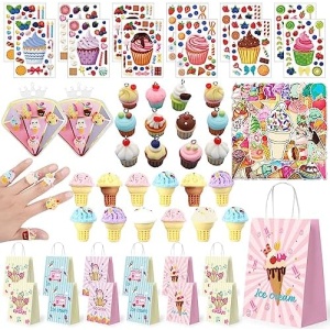 110PCS Ice Cream Party Favors for Kids, Ice Cream Birthday Party Supplies, Ice Cream Toys as Ice Cream Goodie Gifts Bags Fillers Pinata Stuffers,mini Ice Cream etc Ice Cream Party Decorations
