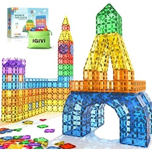 118-piece Magnetic Tiles Set, Sensory Montessori STEM Educational Building Blocks Toys for Boys 4-6-8, Magnets for Kids Construction Toys Ages 8-12, Christmas Birthday Gifts for 3+ Year Old Boys Girls