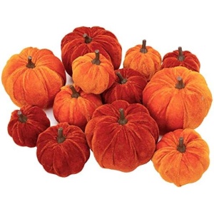 12 Pcs Artificial Pumpkins Velvet Pumpkins with Assorted Sizes Fall Harvest Halloween Decorations Holiday Table Decor Farmhouse Decorations for Home