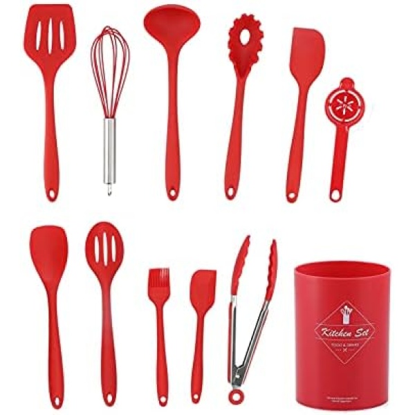 12Pcs/Set Silicone Utensils for Cooking Set Kitchen Cooking Utensil No‑Stick Cookware Kitchen Gadgets Tools Cookware for Home Kitchen