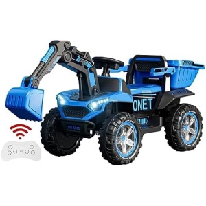 12v Ride On Bulldozer with Remote Controls Digger Toy Electric Construction Vehicle Micro Kids Pretend Play Truck for Kids Boys Girls Toddlers (Color : A Blue, Size : A 12V4.5Ah)