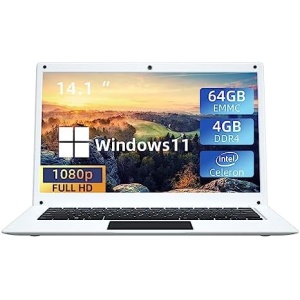 14.1'' Windows 11 Laptop, Intel Celeron N3450, 1920x1080 FHD IPS Display, Ultra Slim Notebook PC, with 4GB RAM 64GB EMMC, BT4.2, Work Study Computer