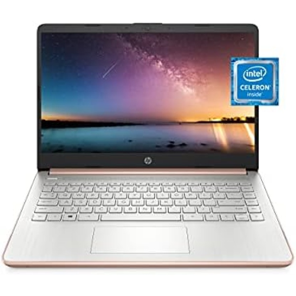 HP 14 Laptop, Intel Celeron N4020, 4 GB RAM, 64 GB Storage, 14-inch Micro-edge HD Display, Windows 11 Home, Thin & Portable, 4K Graphics, One Year of Microsoft 365 (14-dq0030nr, 2021, Pale Rose Gold)