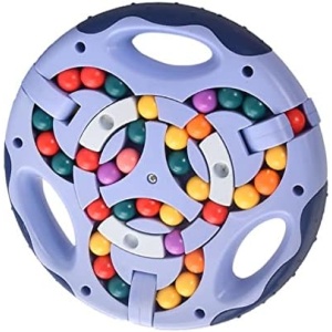 Airshi Puzzle Rotating Beans Toy, Round Shape Double Sided Finger Rotating Beans Promote Imagination for Travel (Blue)
