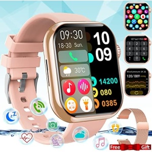 Smart Watch for Men Women,Blood Glucose Smartwatch with Blood Pressure Heart Rate Monitor 1.88" Touch Screen Bluetooth Watch (Make/Answer Call),IP67 Waterproof Smart Watch for Android iOS Phones Gold