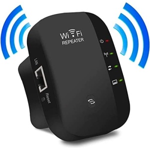 WiFi Extender, Wireless Signal Repeater Booster Up to 6000 sq.ft and 25 Devices, WiFi Range Extender, 1-Tap Setup, Alexa Compatible N300