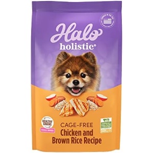 Halo Purely For Pets Halo Holistic Dog Food, Complete Digestive Health Cage-Free Chicken and Brown Rice Recipe, Dry Dog Food Bag, Small Breed Formula, 3.5-lb Bag