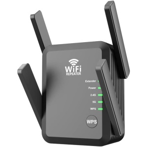 2023 New Upgrade WiFi Extender Booster Repeater, Up to 8000sq.ft and 45+ Devices, 2.4&5GHz Dual Band Wireless Internet Repeater and Signal Amplifier for Home & Outdoor, Black