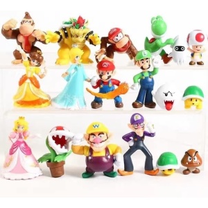 18pcs/Set Mario Toy Bros Super Mary Princess, Mario Bros Action Figure Toys Decorating Series Playset (18 pcs)