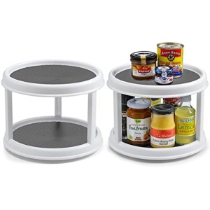 2 Set, 2 Tier 10" Turntable Lazy Susan Organizers for Cabinet, Rotating Spice Rack Spinner - Pantry, Medicine Organization and Storage, Kitchen, Fridge, Bathroom, Vanity Countertop Spinning Organizing