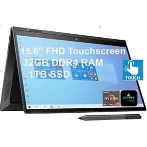 2022 Newest HP Envy x360 2-in-1 Convertible Laptop, 15.6" FHD Touchscreen, AMD 8-Core Ryzen 7 4700U (Beat i7-10510U), 32GB RAM, 1TB SSD, Backlit Keyboard, WiFi 6, Windows 10 Home+AllyFlex Stylus Pen