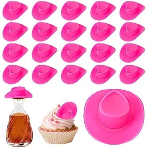 20Pcs Pink Mini Cowboy Hat,Mini Western Cowboy Hat Cowgirl Hat Doll Hats Plastic Mini Western Cowgirl Hat Cute Miniature Hat for Party Decoration Accessories Toy Doll Dress Play House Games
