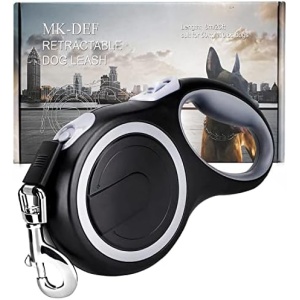 26Ft Retractable Dog Leash, Heavy Duty Great Leash for Dog up to 110 lbs, Anti-Slip Rubberized Handle, One-Handed Brake, Strong Nylon Tape, Tangle Free——MK-DEF