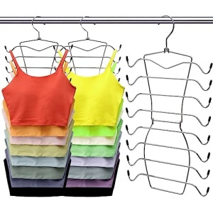 3 Pack Closet-Organizer,8 Tier Tank-Top-Hanger,Closet-Organizers-and-Storage Bar-Hangers-Space-Saving,Apartment Dorm-Room-Essentials-for-College-Students-Girls Organization-and-Storage Camisoles Scarf