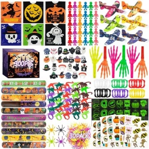 300PCS Halloween Party Favors Pack for Kids, Halloween Party Toys for Goodie Bags, Bulk Toys for Kids Prizes, Halloween Fidget Toys Box for School Rewards, Gifts, Classroom Prizes Elementary Supplies