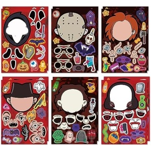 36Pcs Make Your Own Horror Themed Character Toys Stickers Sheet,Horror Birthday Party Favors for Horror Character Birthday Party Supplies