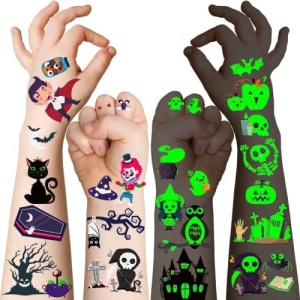 400+ Styles Halloween Party Favors for Kids Halloween Tattoos Temporary 20 Sheets Halloween Gifts for Kids Glow Tattoos Halloween Games for Kids Party Goodie Bag Fillers Halloween Treats Prizes