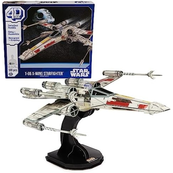 4D Puzzles, Star Wars T-65 X-Wing Starfighter 3D Model Kit 160pc | Star Wars Toys Desk Decor | Building Toys | Paper Model Kits for Adults & Teens 12+