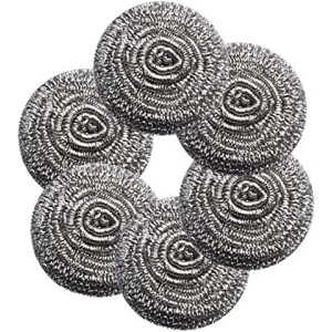 6Pcs Scourer Steel Wool Scrubber - Steel Wool for Cleaning Dish Pots Pans Grills Stainless Steel Scrubber for Kitchen Sinks Cleaning Steel Wool Pads Metal Scrubber