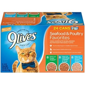 9Lives Seafood & Poultry Favorites Wet Cat Food Variety 5.5 Ounce Can (Pack of 24)