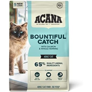 ACANA Bountiful Catch Dry Cat Food for Adult Cats, Salmon and Whole Herring Recipe, Fish Cat Food, 4lb