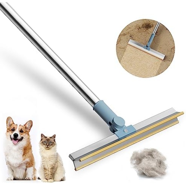 AFunkoo Pet Hair Remover for Carpet - 56" Telescopic Long Handle Carpet Rake for Dog and Cat Hair Removal Tool- Reusable Metal Scraper Lint Remover for Embedded Fur Rug Stairs Couch Car Mats