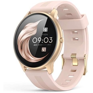 AGPTEK Smart Watch for Women, Smartwatch for Android and iOS Phones IP68 Waterproof Activity Tracker with Full Touch Color Screen Heart Rate Monitor Pedometer Sleep Monitor, Pink