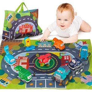 ALASOU Baby Truck Car Toys with Tractor-Trailor and Playmat/Storage Bag|1st Birthday Gifts for Toddler Toys Age 1-2|Baby Toys for 1 2 3 Year Old Boy|1 2 Year Old Boy Birthday Gift for Infant Toddlers