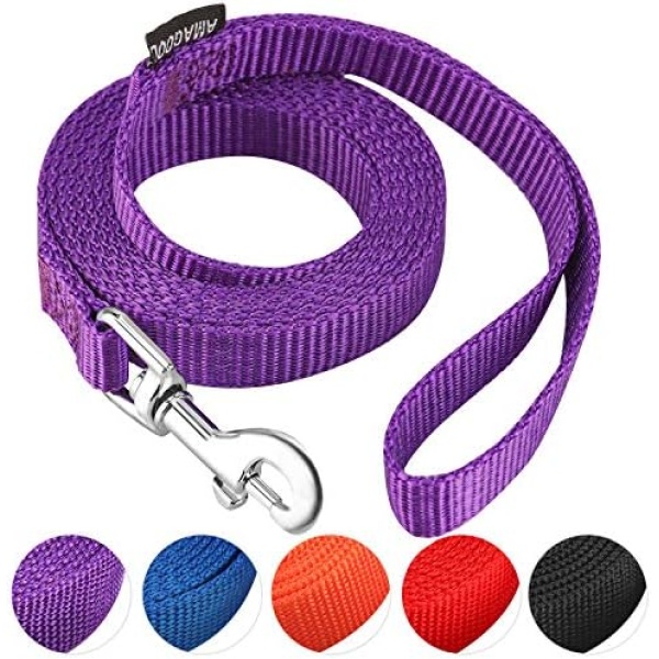 AMAGOOD 6 FT Puppy/Dog Leash, Strong and Durable Traditional Style Leash with Easy to Use Collar Hook,Dog Lead Great for Small and Medium and Large (Purple,5/8" x 6 Feet)