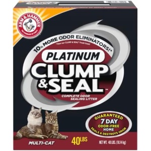 ARM & HAMMER Clump & Seal Platinum Cat Litter, Multi-Cat, 40 lb