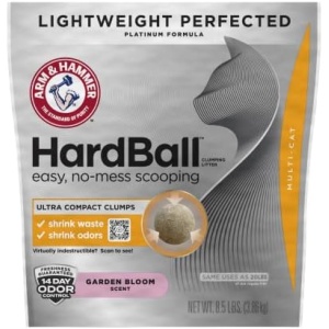 ARM & HAMMER Hardball Lightweight Platinum Multi-Cat Easy, No-Mess Scooping, Clumping Cat Litter, 8.5LB Bag, Garden Bloom Scent, Online Exclusive Formula
