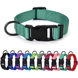 AUDWUD Thick Nylon Collar,Classic Adjustable Dog Collar in Multiple Colors,Suitable for Small, Medium and Large Dogs,4 Sizes