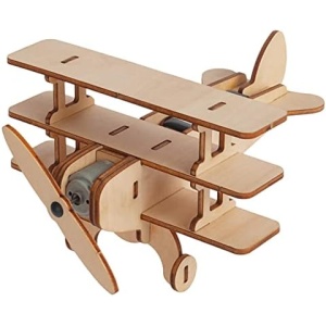 Aatraay 3D Wooden Puzzle Dinosaur Wooden Model Kits Powered Puzzle Toy DIY Wooden Puzzle Model Building Kit for Kids (WCT-069 Solar Plane)