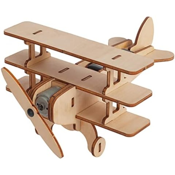 Aatraay 3D Wooden Puzzle Dinosaur Wooden Model Kits Powered Puzzle Toy DIY Wooden Puzzle Model Building Kit for Kids (WCT-069 Solar Plane)