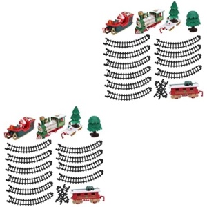 Abaodam 2 Sets Girls Rail Snowman Tree Gifts with Boys Random Electric Plaything Gift Toy Play Train Xmas Interesting Tracks Under Santa Steam Railway Track for Funny Color The Toddlers