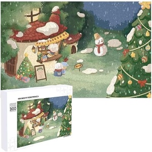 Adult Jigsaw Puzzle 300 Pieces - Merry Christmas Wooden Decompression Game - Fun Leisure Toy - Unique Wall Art Gift
