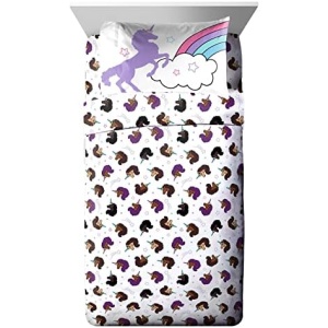 Afro Unicorn Unique, Divine, Magical Full Size Sheet Set - 4 Piece Set Super Soft and Cozy Kid’s Bedding - Fade Resistant Microfiber Sheets (Official Product)