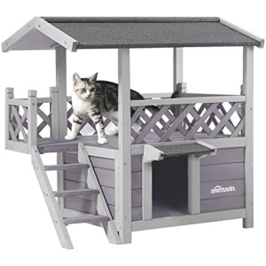 Aivituvin Feral Cat House Outdoor Indoor Kitty Houses with Escape Door for Cats Insulated, Weatherproof Roof