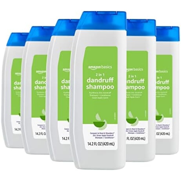 Amazon Basics 2-in-1 Dandruff Shampoo and Conditioner, Clean Apple Scent, 14.2 Fluid Ounces, 6-Pack (Previously Solimo)