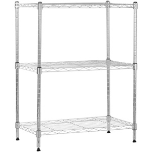 Amazon Basics 3-Shelf Narrow Adjustable, Heavy Duty Storage Shelving Unit (250 lbs loading capacity per shelf), Steel Organizer Wire Rack, Chrome, 23.2" L x 13.4" W x 30" H