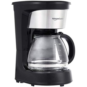 Amazon Basics 5 Cup Coffee Maker with Reusable Filter, Black and Stainless Steel