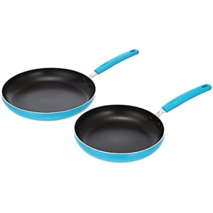 Amazon Basics Ceramic Non-Stick 2-Piece Skillet Set, 9.5-Inch and 11-Inch, Turquoise