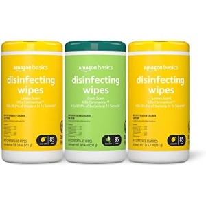 Amazon Basics Disinfecting Wipes, Lemon & Fresh Scent, Sanitizes, Cleans, Disinfects & Deodorizes, 255 Count (3 Packs of 85) (Previously Solimo) (Packaging May Vary)