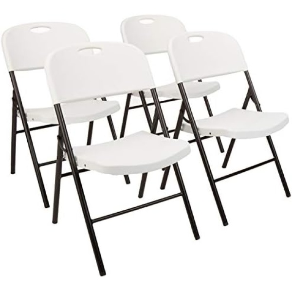 Amazon Basics Folding Plastic Chair, 350-Pound Capacity, White, 4-Pack