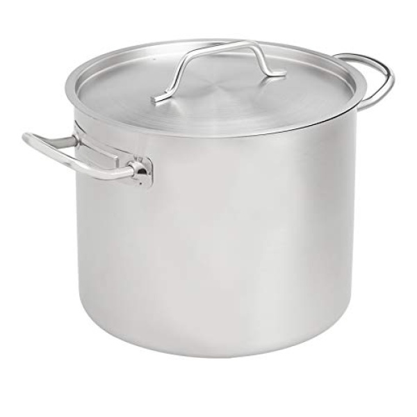 AmazonCommercial 12QT Stainless Steel Aluminum-Clad Stock Pot with Cover
