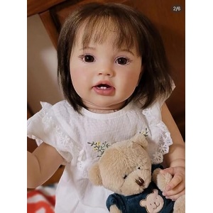 Angelbaby Big Realistic Baby Reborn Dolls 24 Inch Reborn Toddler Girl Real Life Newborn Silicone Baby wtih Teeth Weighted Soft Body Doll Alive Child Real Looking Doll for Girl Toys