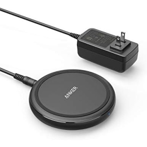 Anker Wireless Charger with Power Adapter, PowerWave II Pad, Qi-Certified 15W Max Fast Wireless Charging Pad for iPhone 14/14 Pro/14 Pro Max/13/13 Pro Max, Galaxy S10 S9 S8, Note 10 Note 9 & More