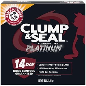 Arm & Hammer Clump & Seal Platinum Multi-Cat Complete Odor Sealing Clumping Cat Litter, 14 Days of Odor Control 18lb, Online Exclusive Formula