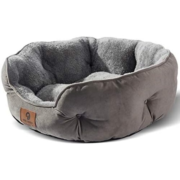 Asvin Small Dog Bed for Small Dogs, Cat Beds for Indoor Cats, Pet Bed for Puppy and Kitty, Extra Soft & Machine Washable with Anti-Slip & Water-Resistant Oxford Bottom, Grey, 20 inches